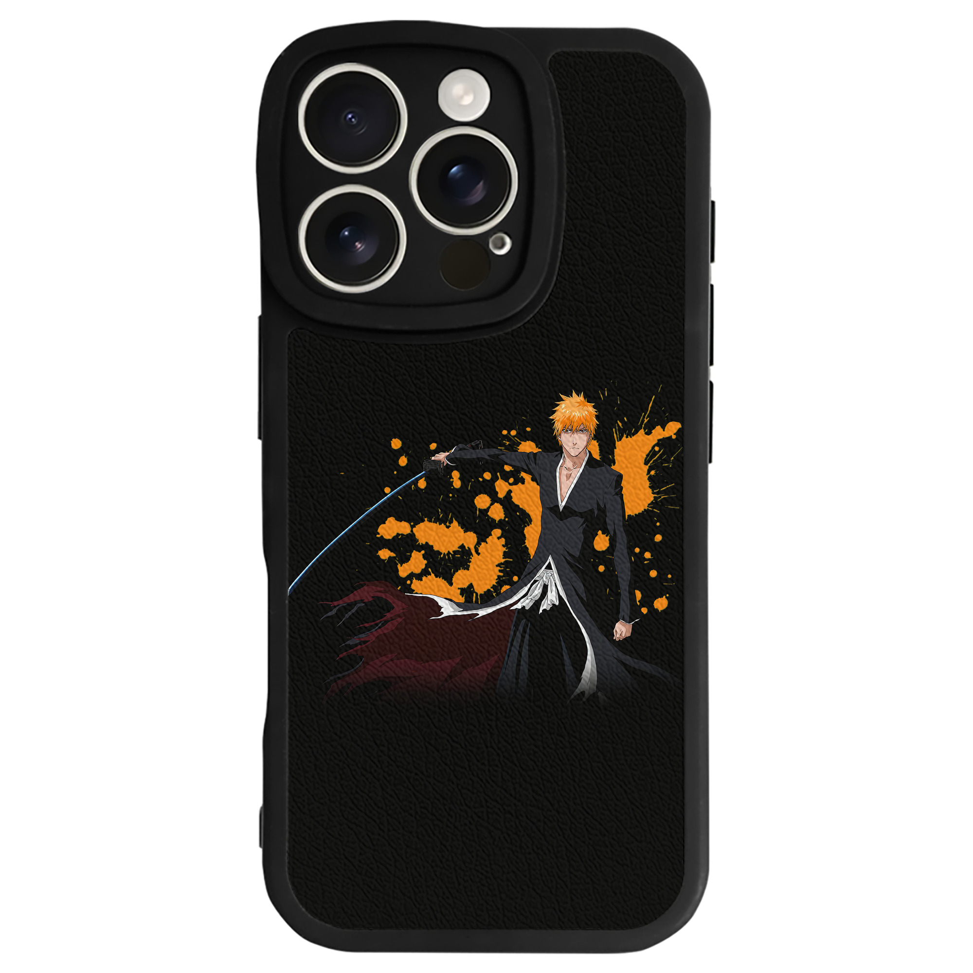 （画像用） ブリーチ 黒崎一護（くろさき いちご）BLEACH Kurosaki Ichigo 【iPhone 16シリーズ対応】シリコンスマホケース（レザー調） 材質：シリコン